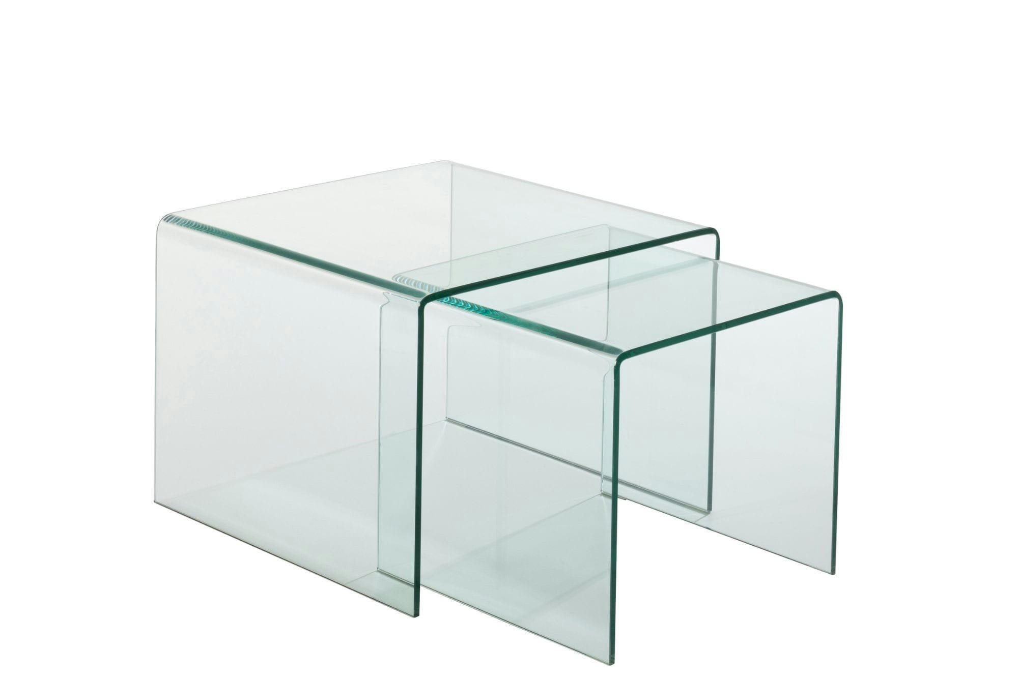 GALLE - Tables basses carrées gigognes en verre L65