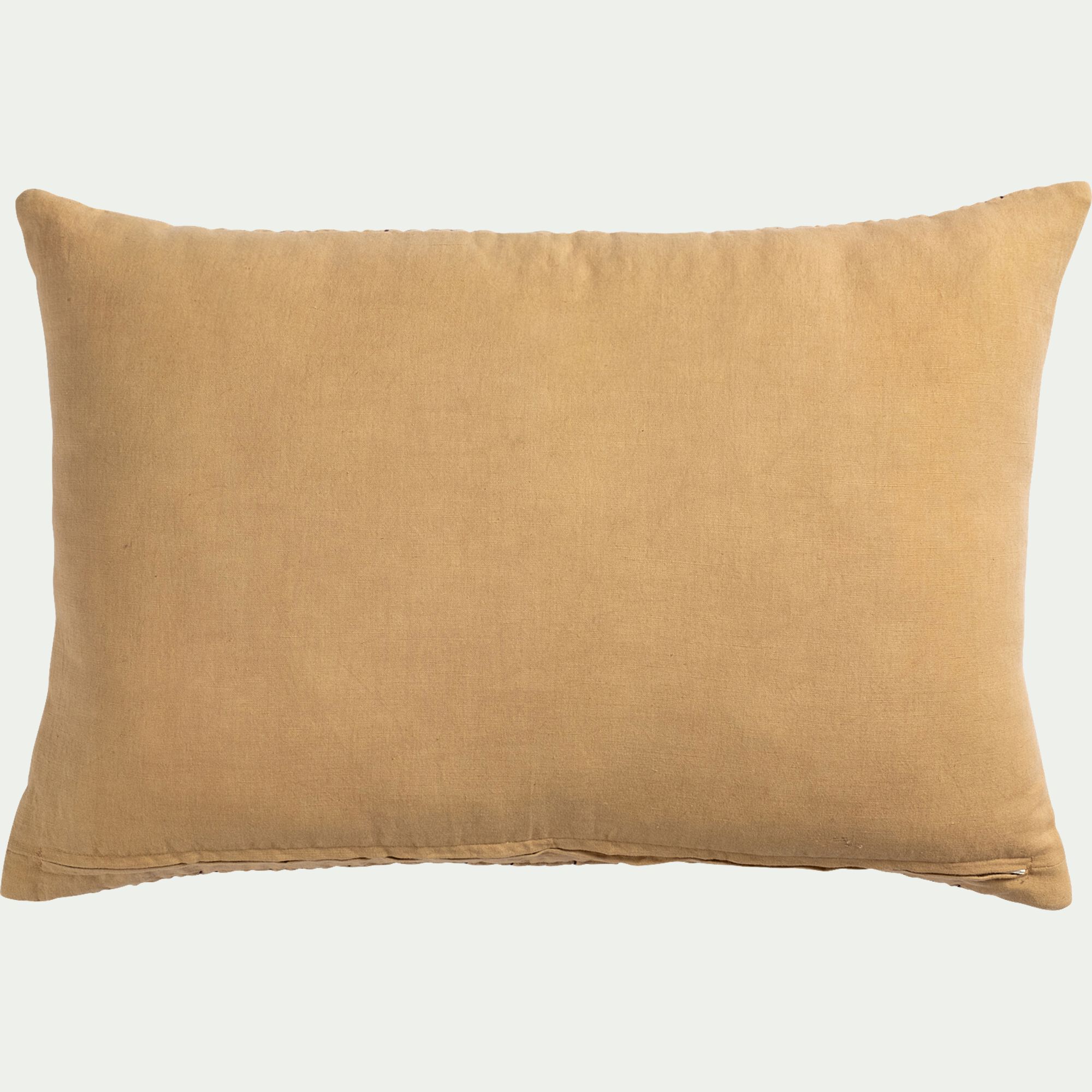 KANTA - Coussin avec surpiqûres Kantha en lin et coton 40x60cm - beige sable
