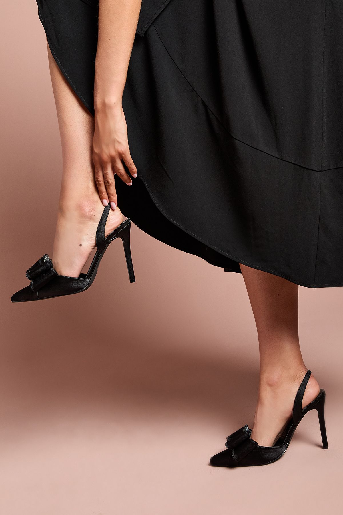 Coast Wide Fit Tamara Satin Bow Sling Back Stiletto Court Shoes