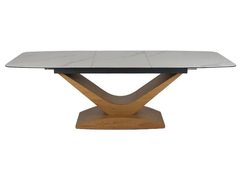 Stół rozkładany DOLCE CERAMIC 180(240)x95 biały marmur/ dąb