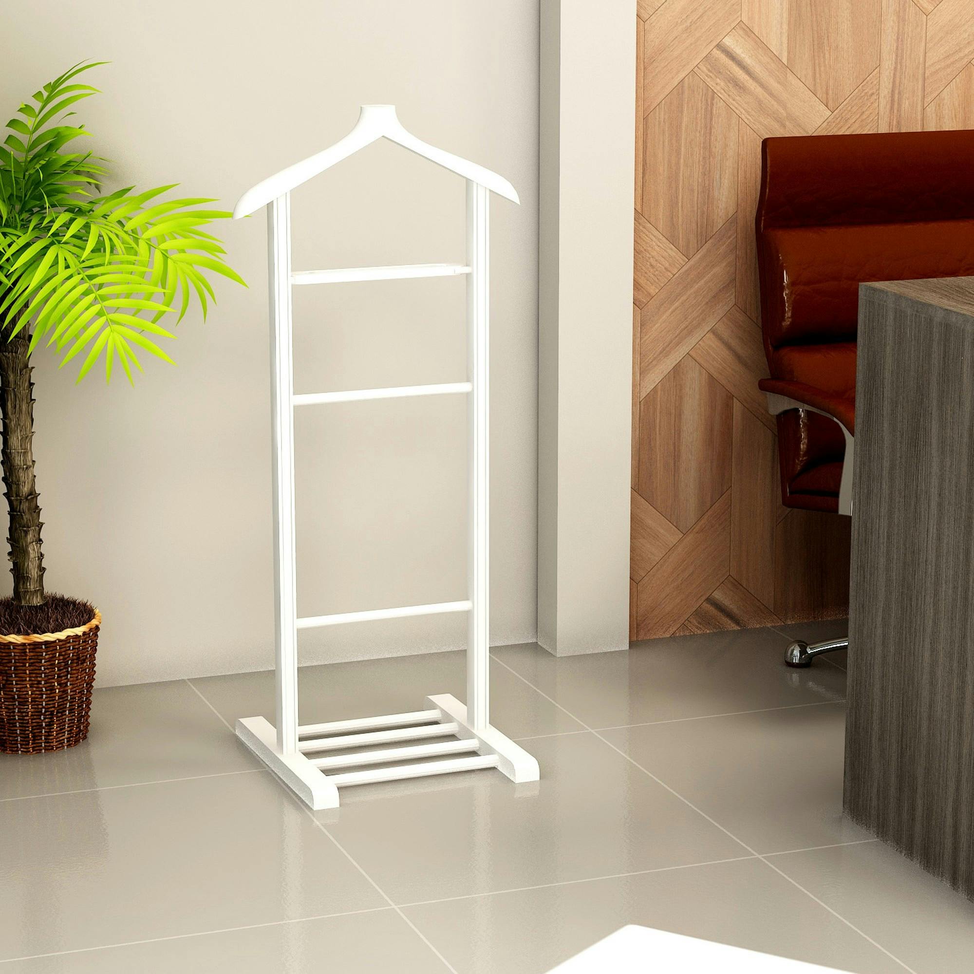 Valet de chambre blanc avec plateau vide-poches SITIA