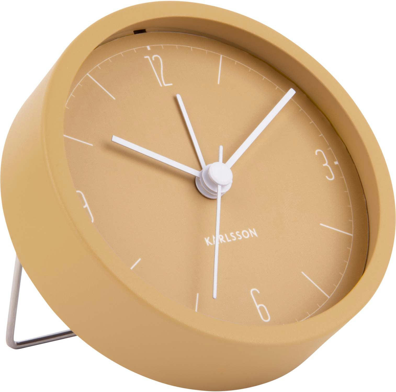 ALARM CLOCK - Réveil en métal mat numbers & lines 9 cm ocre jaune