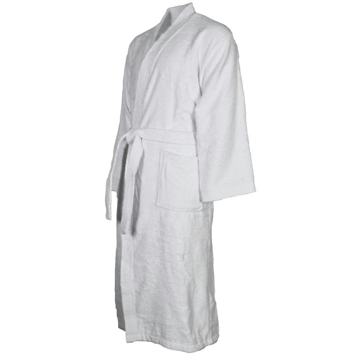 LUXURY - Peignoir col kimono en coton  Blanc S
