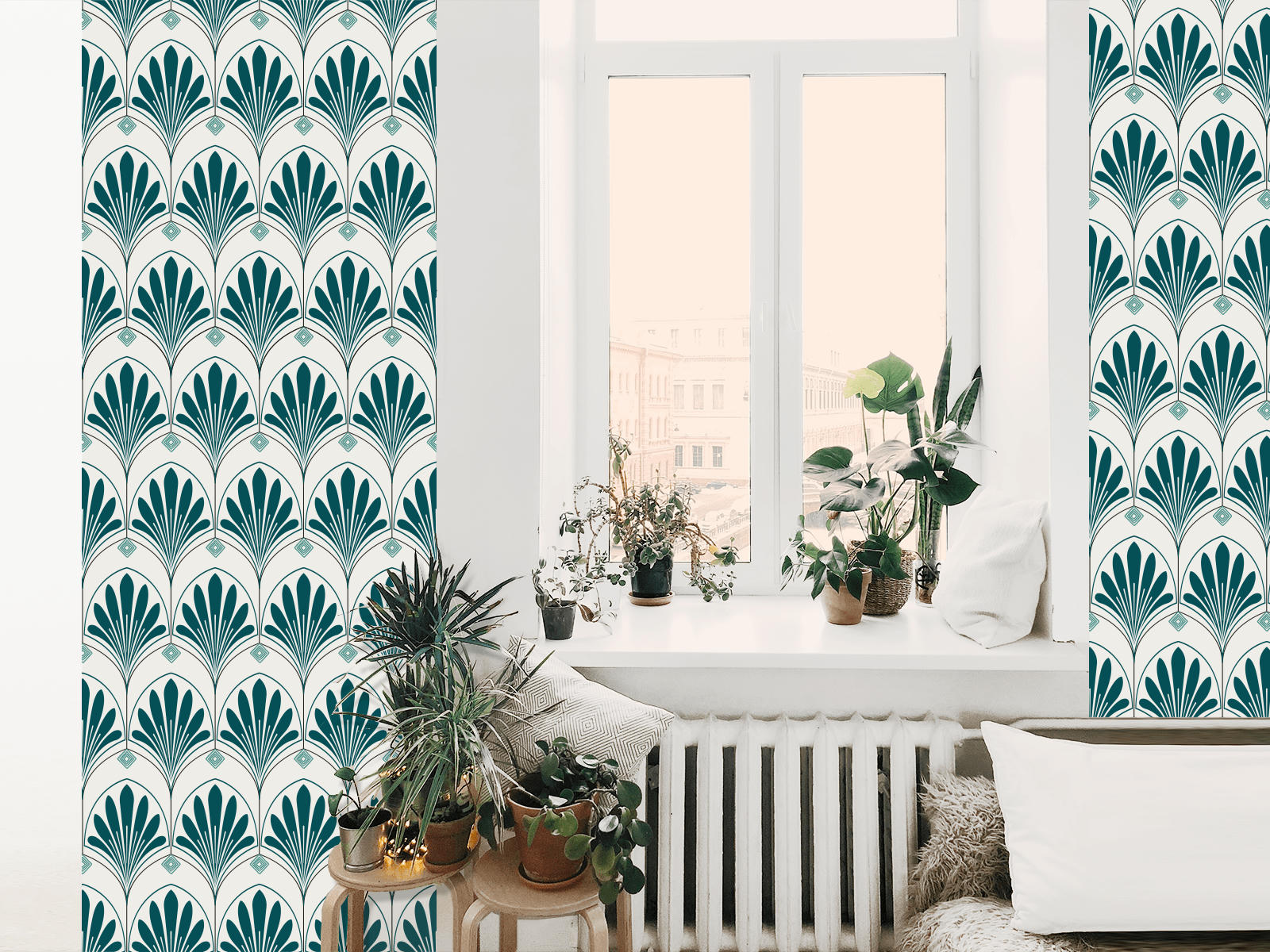 - Papier peint adhésif lotus jade 60cmx2m50