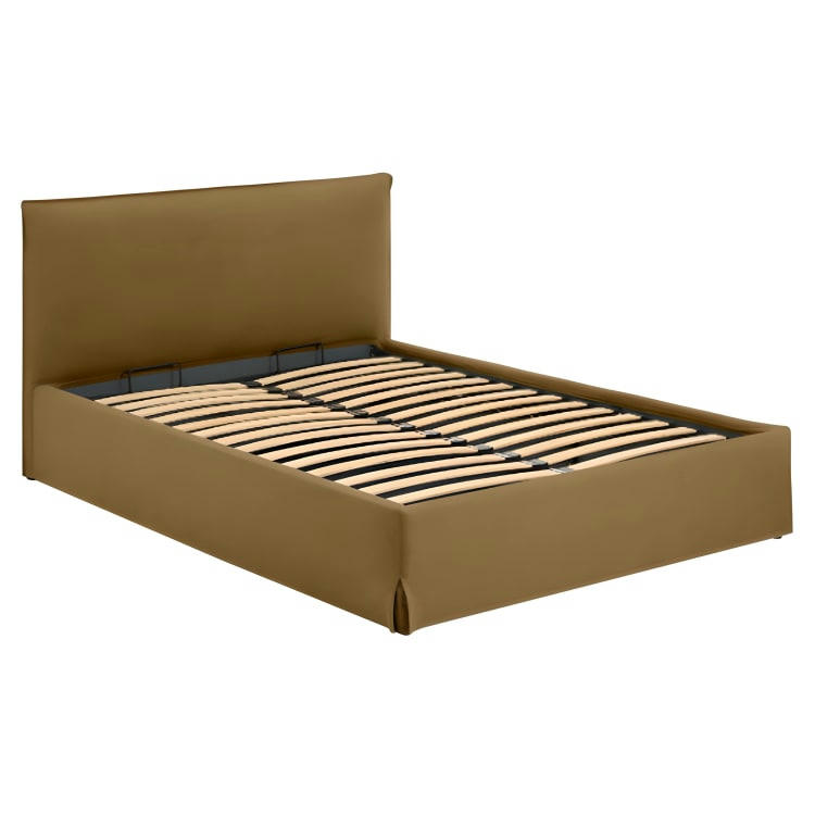 ORSA - Lit coffre en lin marron 140x200