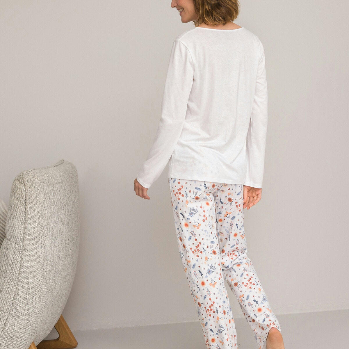 Pyjama manches longues, jersey pur coton imprimé