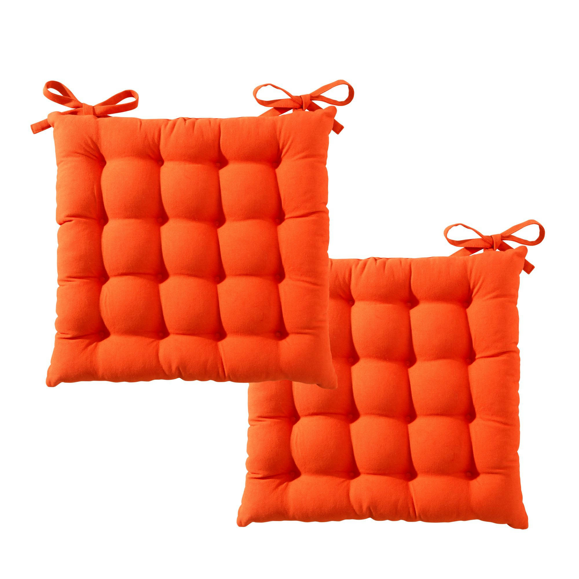 SEIZE - Lot de 2 galettes 40x40 orange potiron en coton