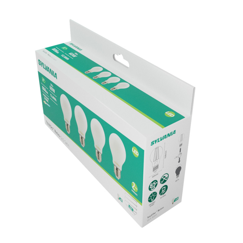 Ampoule LED E27 7 W 806 lm blanc chaud 4 pièces SYLVANIA