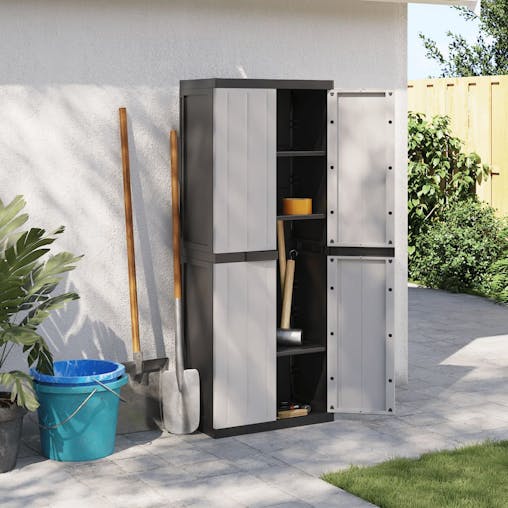 NNEVL Outdoor Storage Cabinet Grey and Black 65x37x165 cm PP