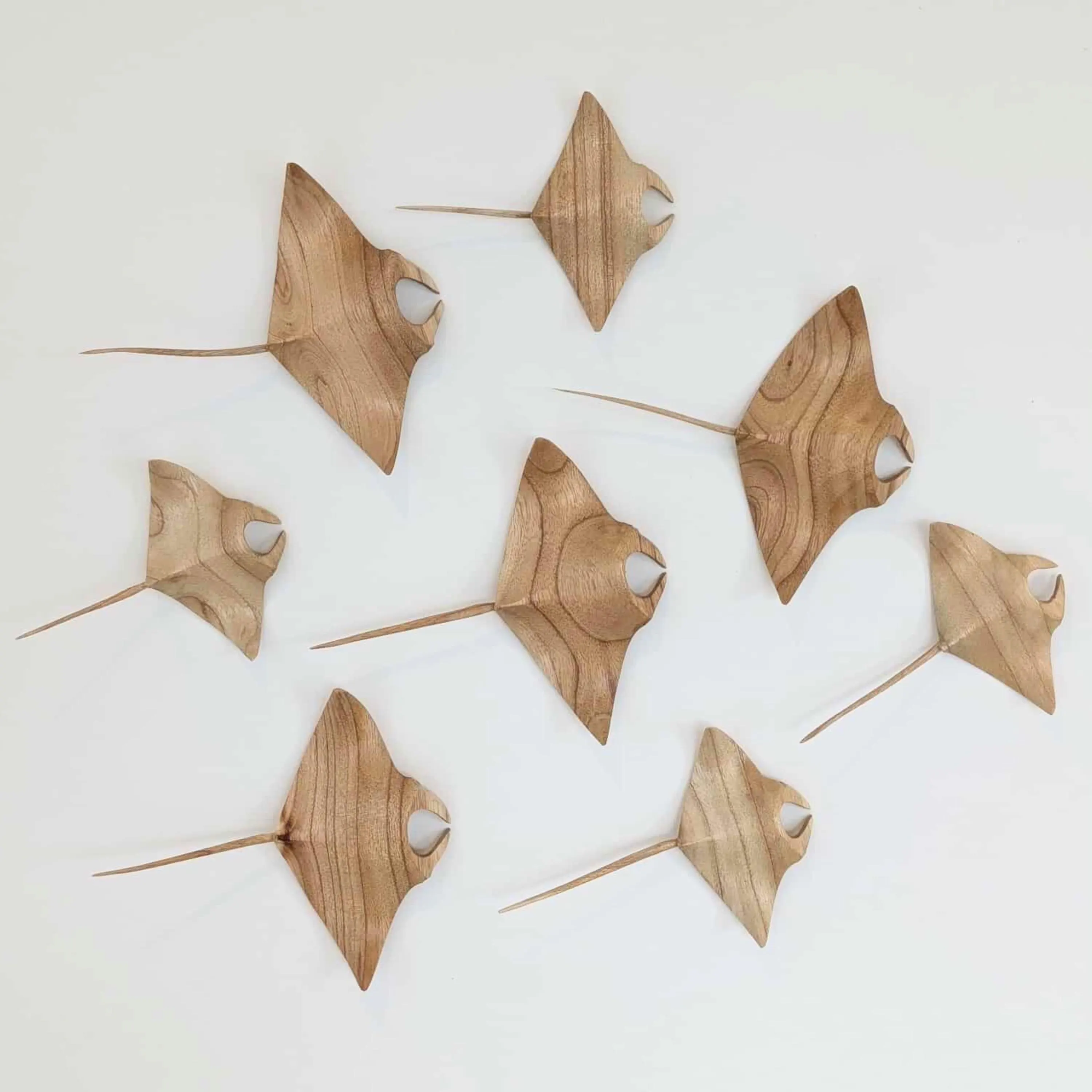 Hand Carved Wooden Manta Ray Wall Art, Coastal Decor