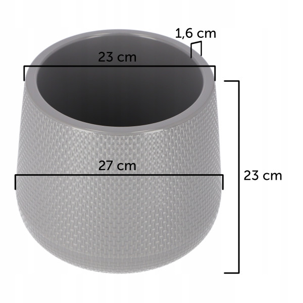 Doniczka Donica Na Kwiaty Podstawka Szara 23cm