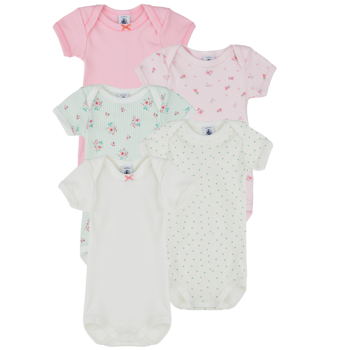 Petit Bateau - 5 BODIES US MC - Multicolour