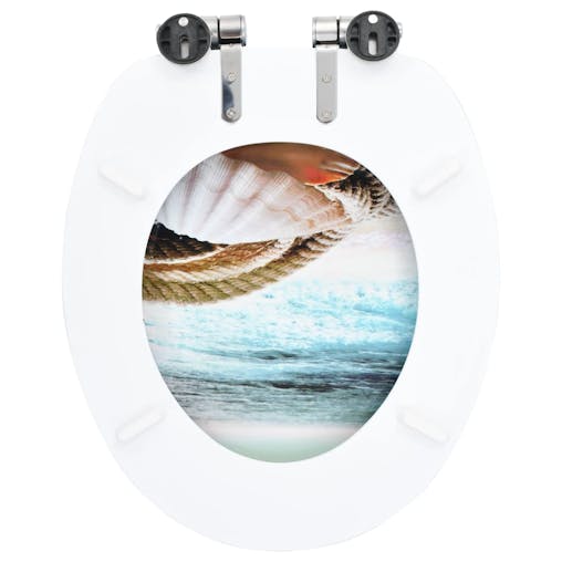 NNEVL WC Toilet Seat with Soft Close Lid MDF Muschel Design