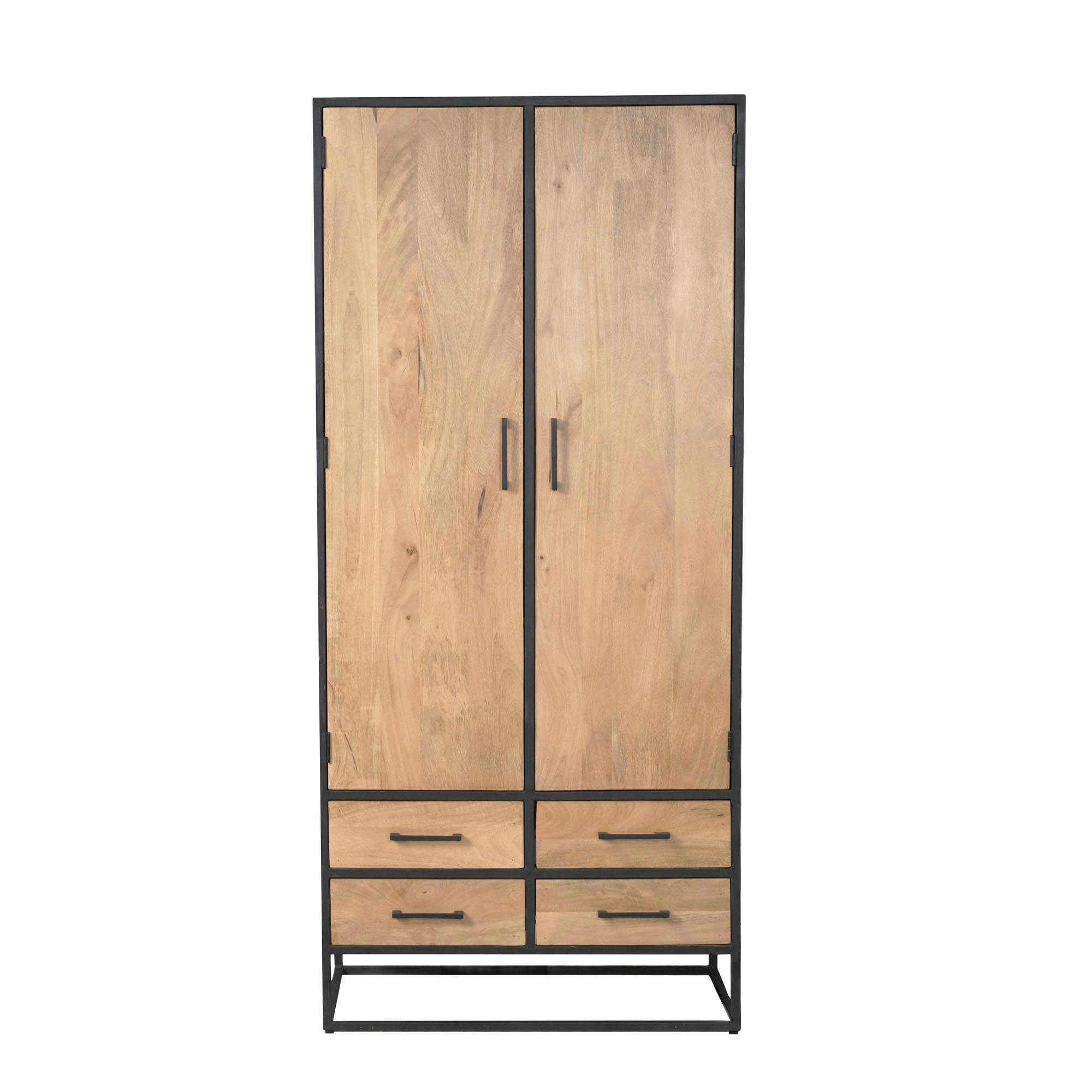 Buffet haut en bois clair 2 portes 4 tiroirs RIVANO