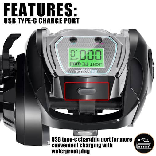 NNEOBA Large Electronic Baitcasting Reel Digital Display Right Hand Black