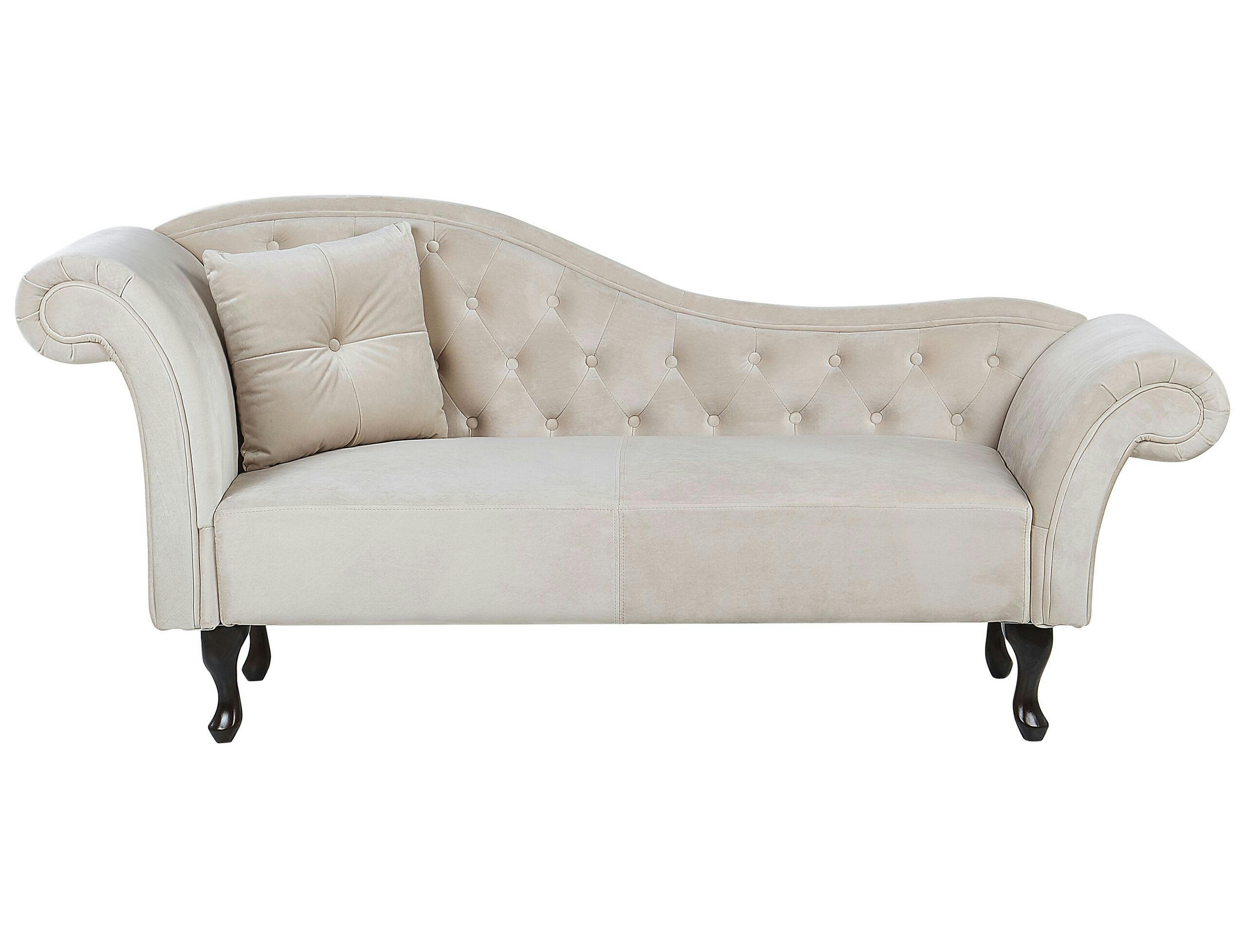 LATTES - Chaise longue côté gauche en velours beige