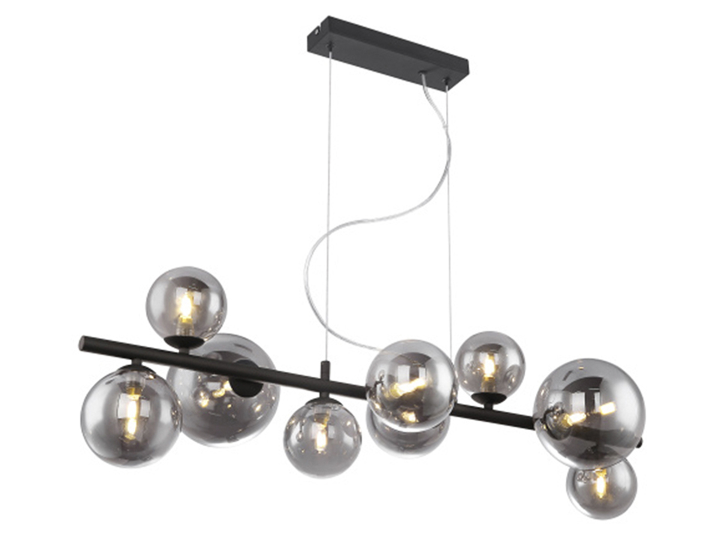 Lampa wisząca Jonda 9-punktowa szklana szaro-czarna