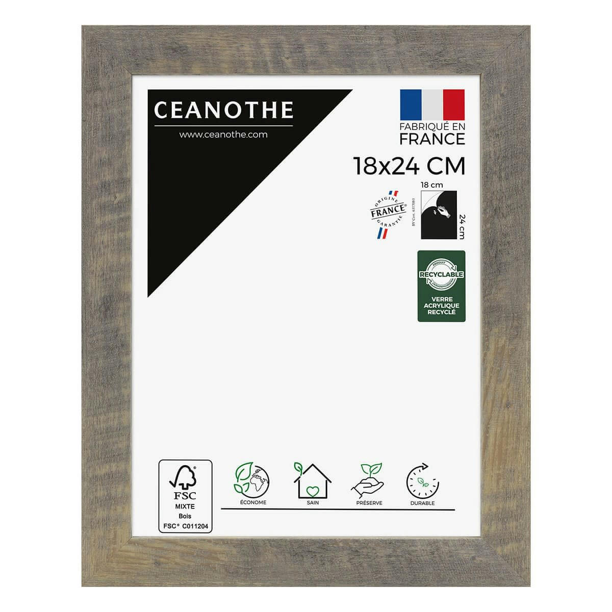 ALIZEE - Cadre photo brun 18x24 cm résine recyclée