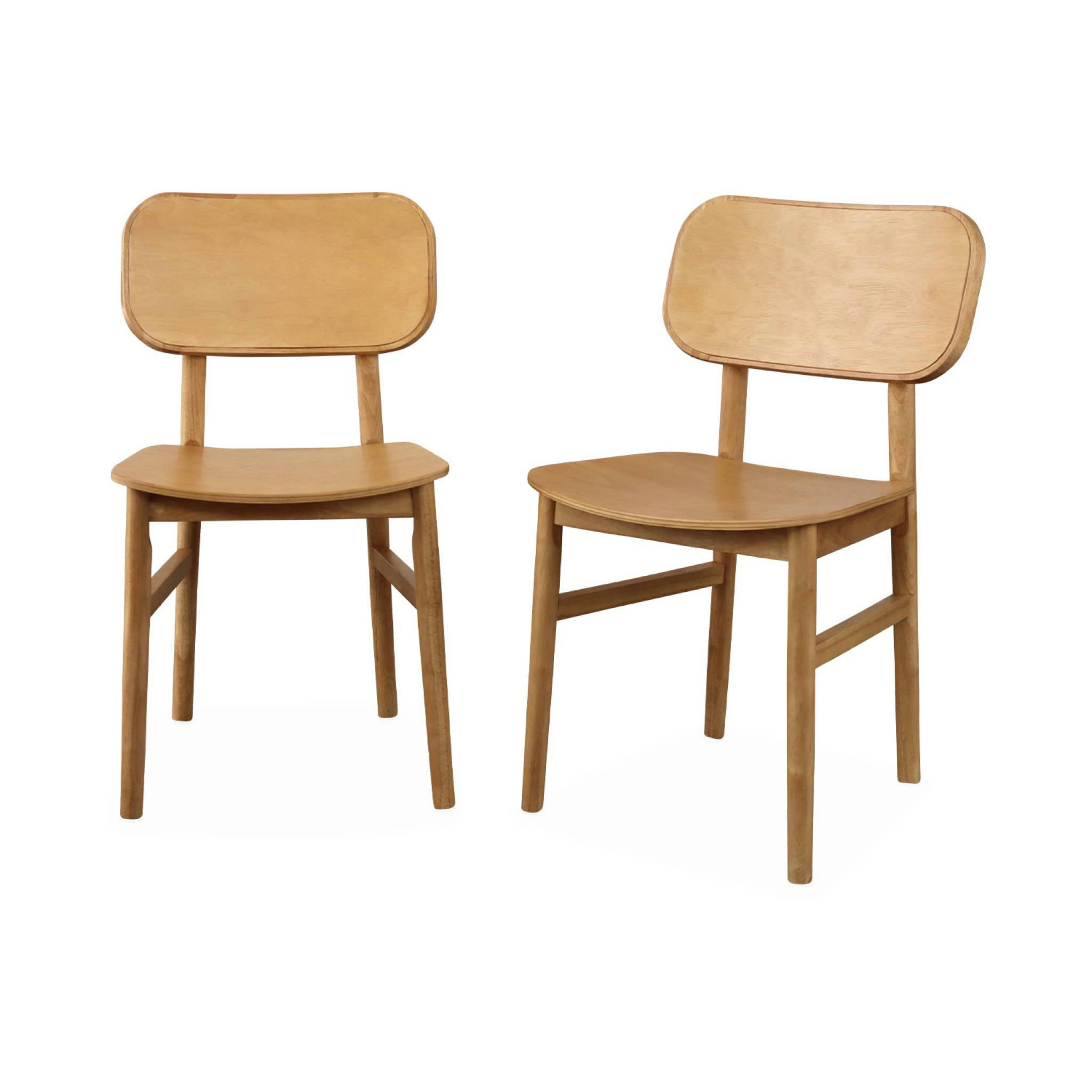OLYMPIE - Lot de 2 chaises en bois d'hévéa, forme courbée