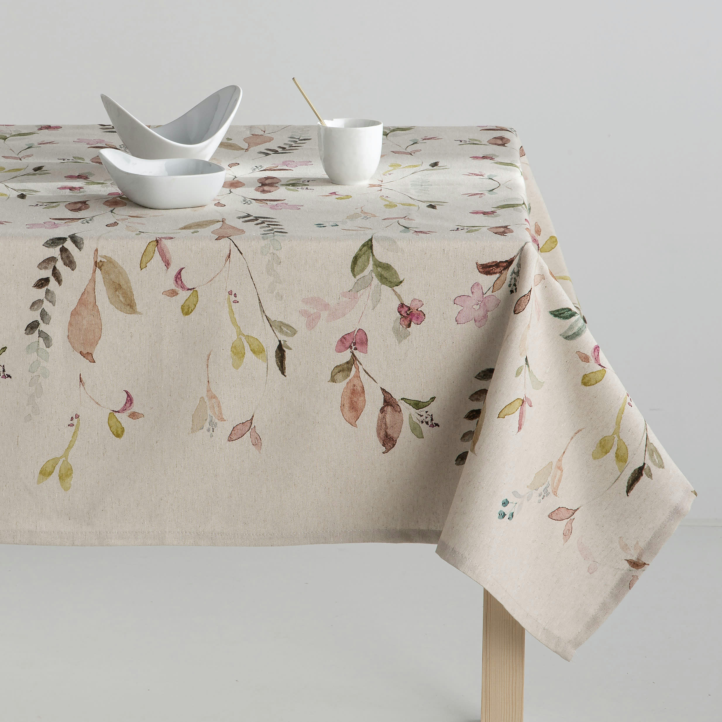 VIO MULTICOLOR - Nappe en lin antitâche imprimée floral multicolore 140x200 cm