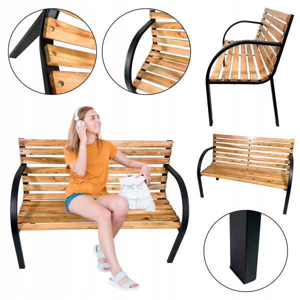 Drewniana ławka ogrodowa taras patio parkowa LO1001