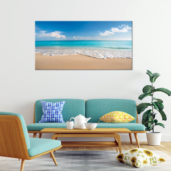 Feeby Obraz na płótnie, Błękitna Plaża Morze Pejzaż 80x40