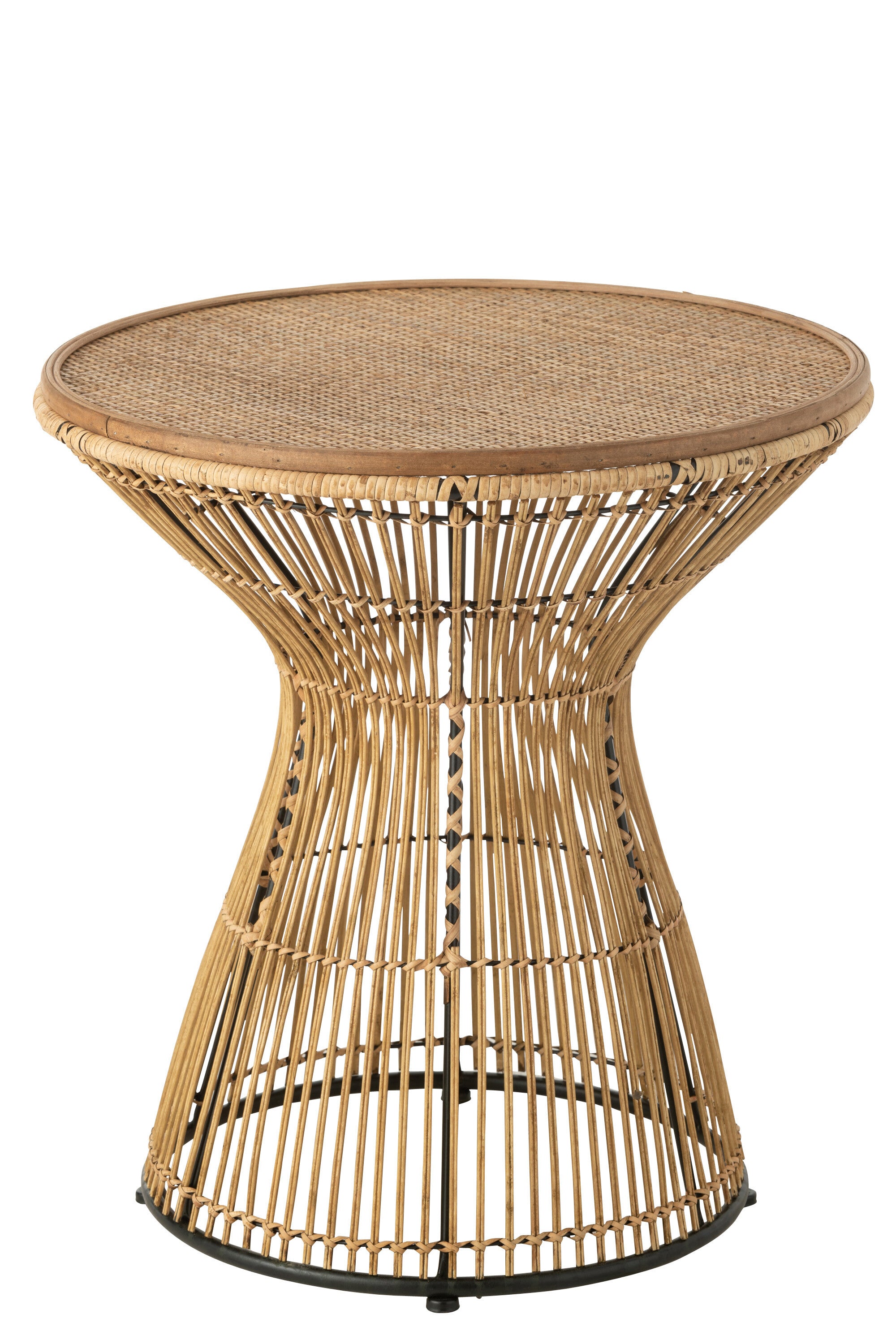 J-Line bijzettafel Rond Groeven - rotan - naturel