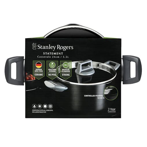 Stanley Rogers Statement Ceramic Non-Stick Casserole Pot W/ Lid 24cm / 5.5L