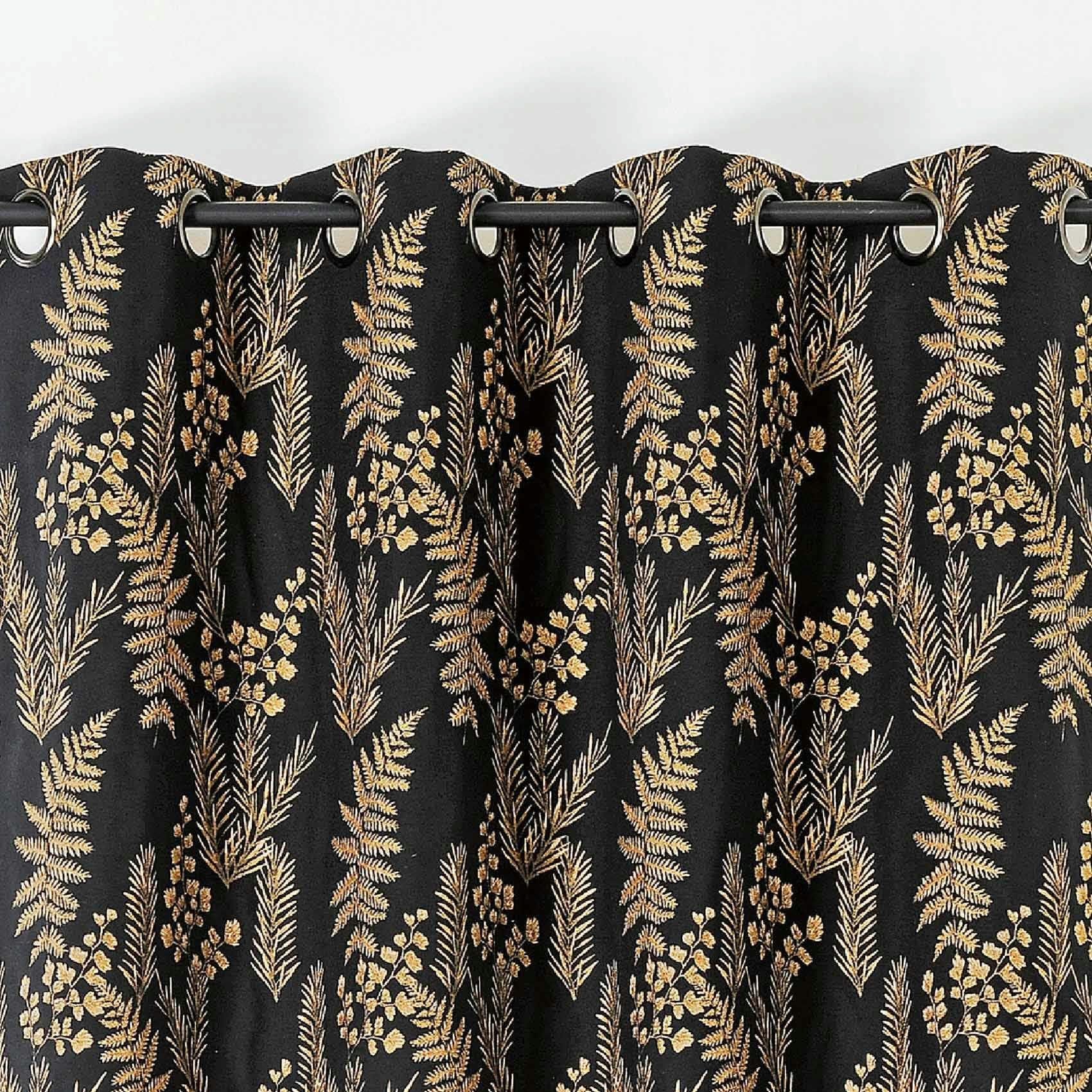 - Rideau d'ameublement aux feuillages divers polyester jaune 140x240 cm