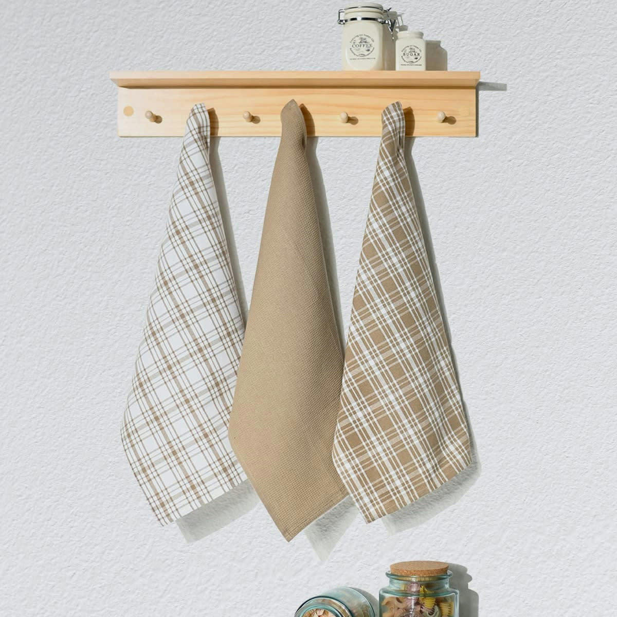 DUNDEE - 3 torchons assortis coton  ficelle 45x70 cm