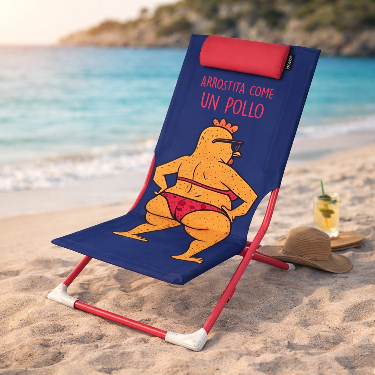 Spiaggina sedia pieghevole Pollo con poggiatesta