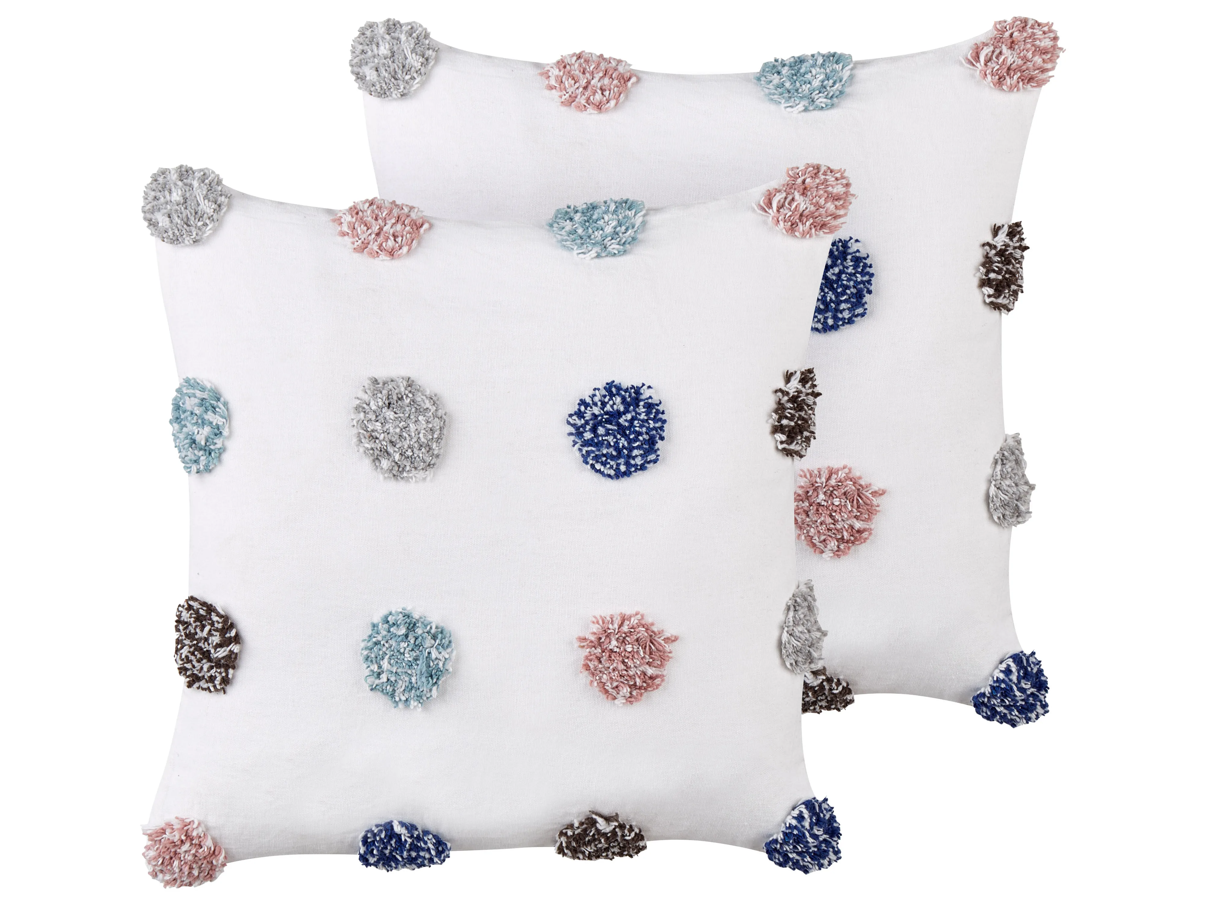 Set of 2 Decorative Cushions BRACKEN Cotton 45 x 45 cm White