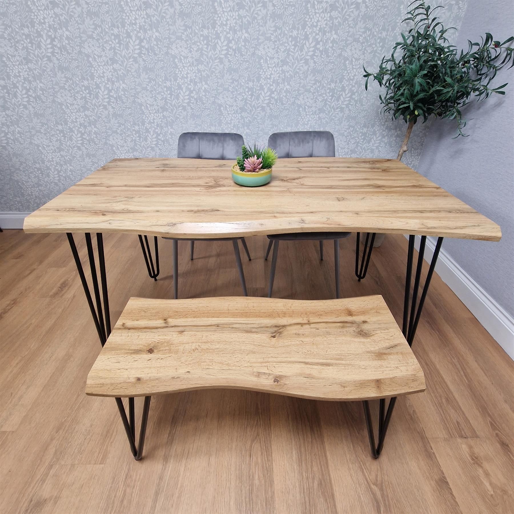 KOSY KOALA Modern Dining Table Set With 2 Grey Velvet Chairs And Bench Dining Room Furniture