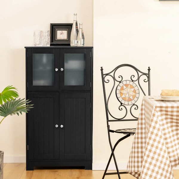 Bathroom Floor Storage Locker Kitchen Cabinet with Doors and Adjustable Shelf - 23" x12" x43" (L x W x H)