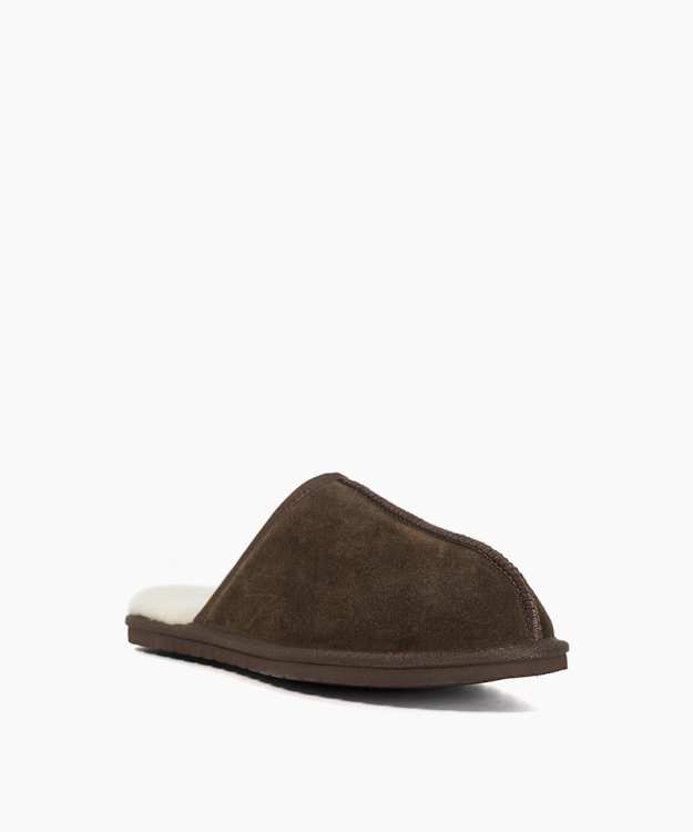 Finny Brown - Suede Cuff Slippers