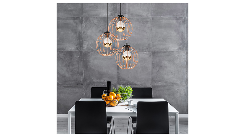 Lampa wisząca Zoya 3-punktowa stalowa miedziana