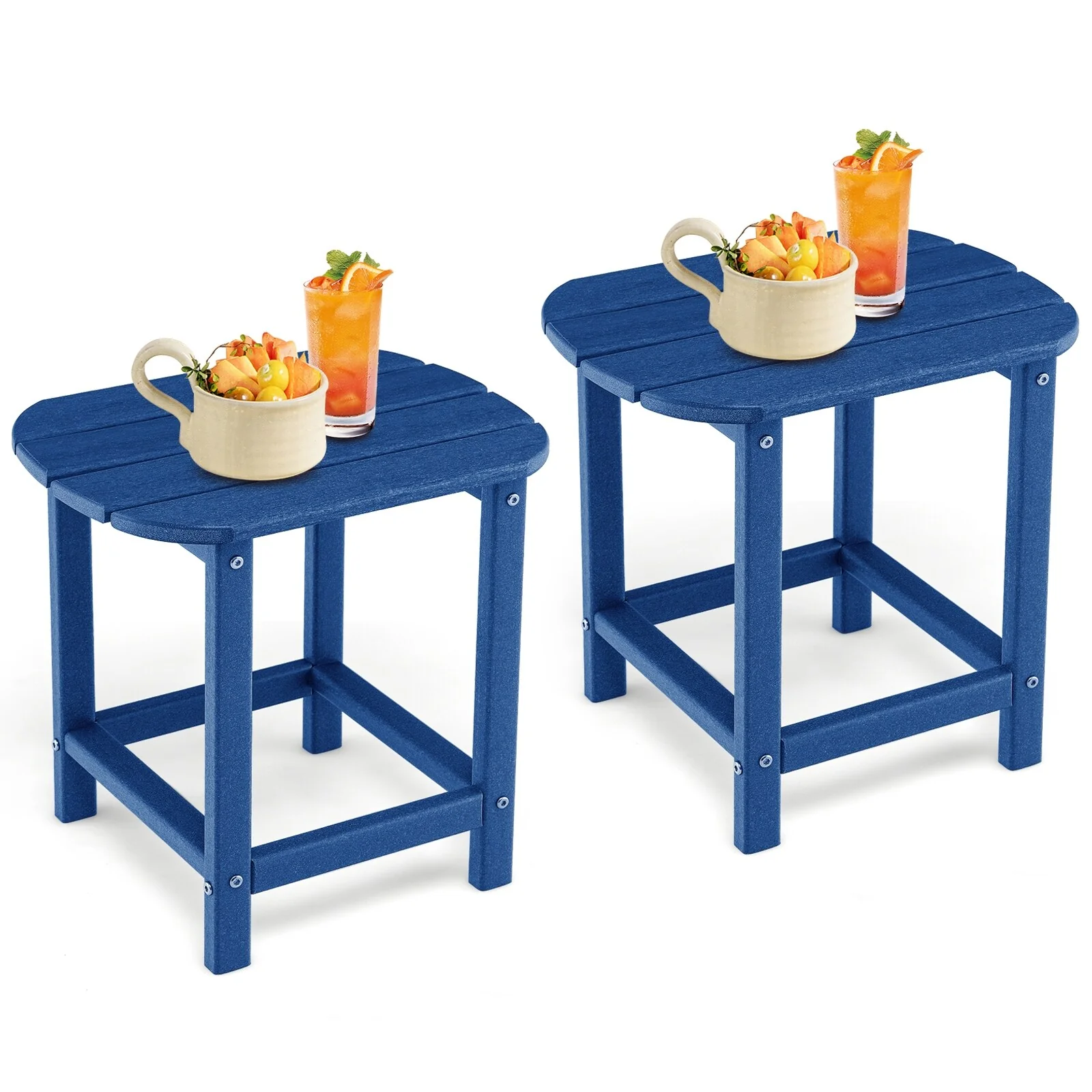 2-Pack Foldable HDPE Outdoor Patio Side End Tables with Weatherproof and UV-Resistant Build - 19 x 14.5 x 18 (L x W x H)