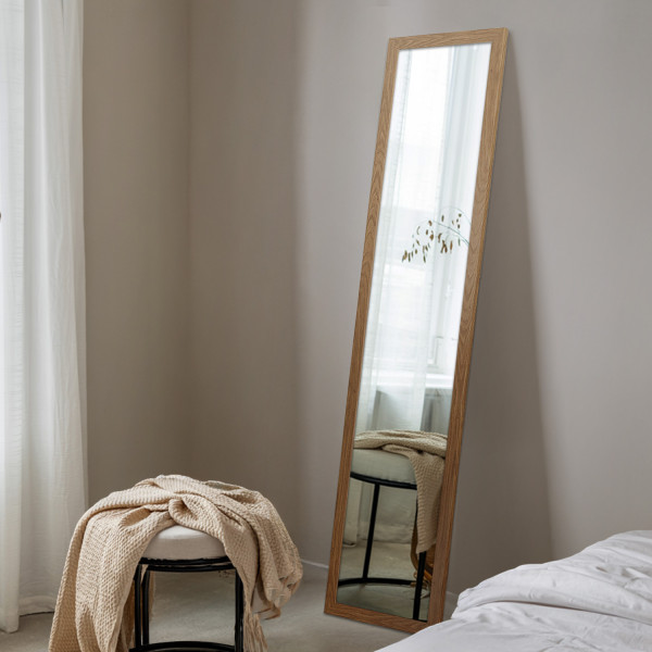 Lustro Stojące w Dębowej Ramie Dekoracyjne 36x156 cm Wallfluent