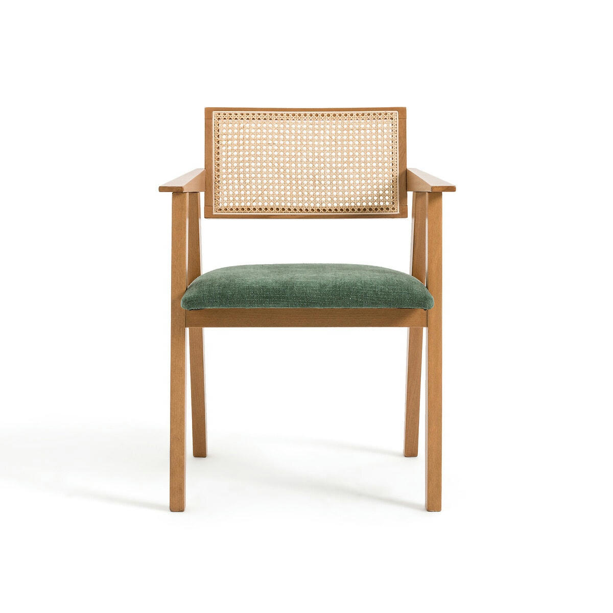 Fauteuil vintage hêtre et cannage, Baldo