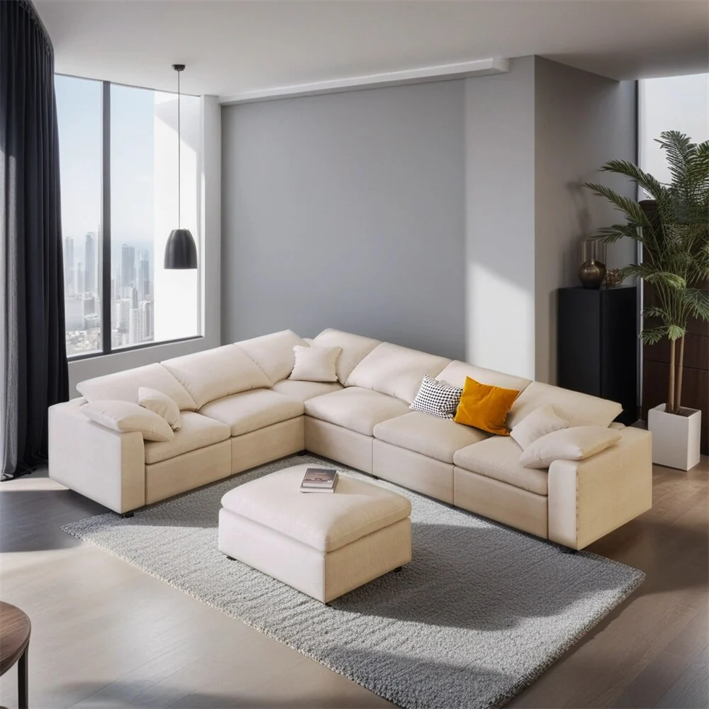 Oversized Modular Sectional Sofa w/Ottoman L Shaped Corner Sectional
