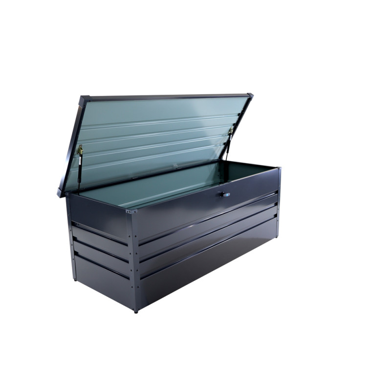 Coffre de rangement en acier anthracite 165 x 62 x 70 cm
