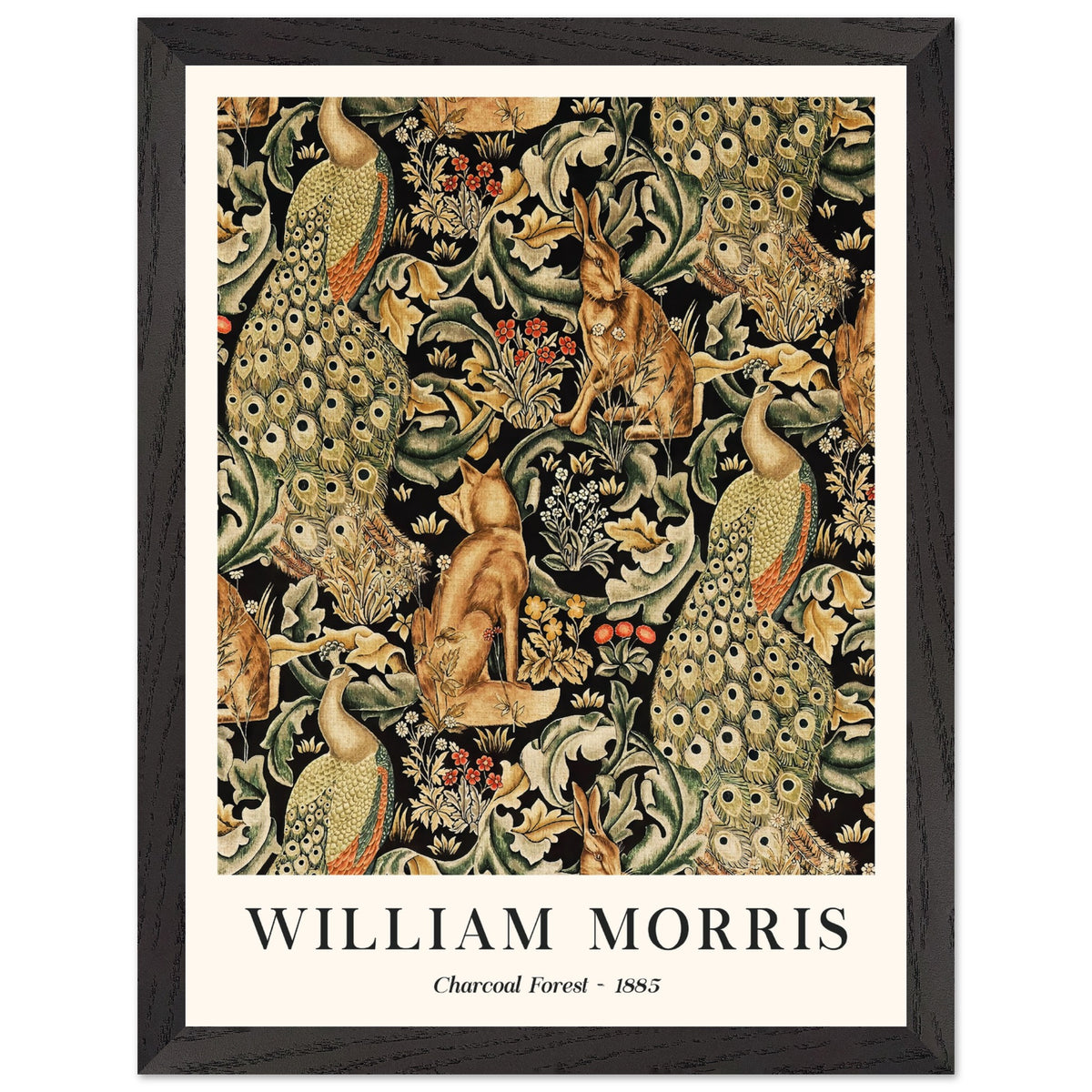 Artfulprints Poster met Lijst William Morris - Charcoal forrest  - 30x40 cm - Donkergroen
