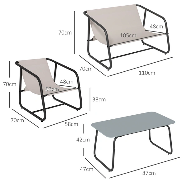 Balkonmöbelset, LxBxH: 110 x 70 x 70 cm
