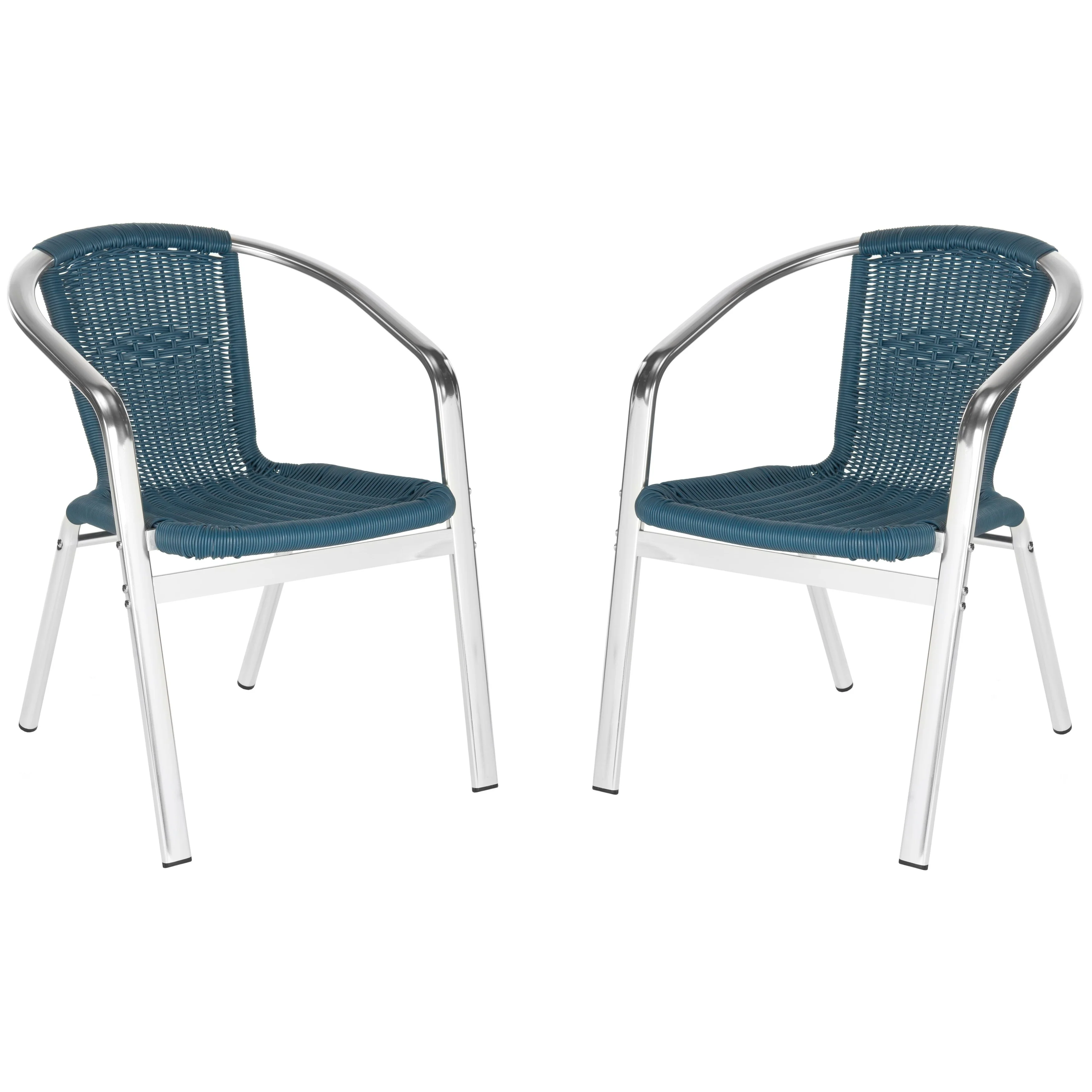 SAFAVIEH Wrangell Grey Indoor/Outdoor Stackable Chairs (Set of 2) - 22W x 23D x 28H