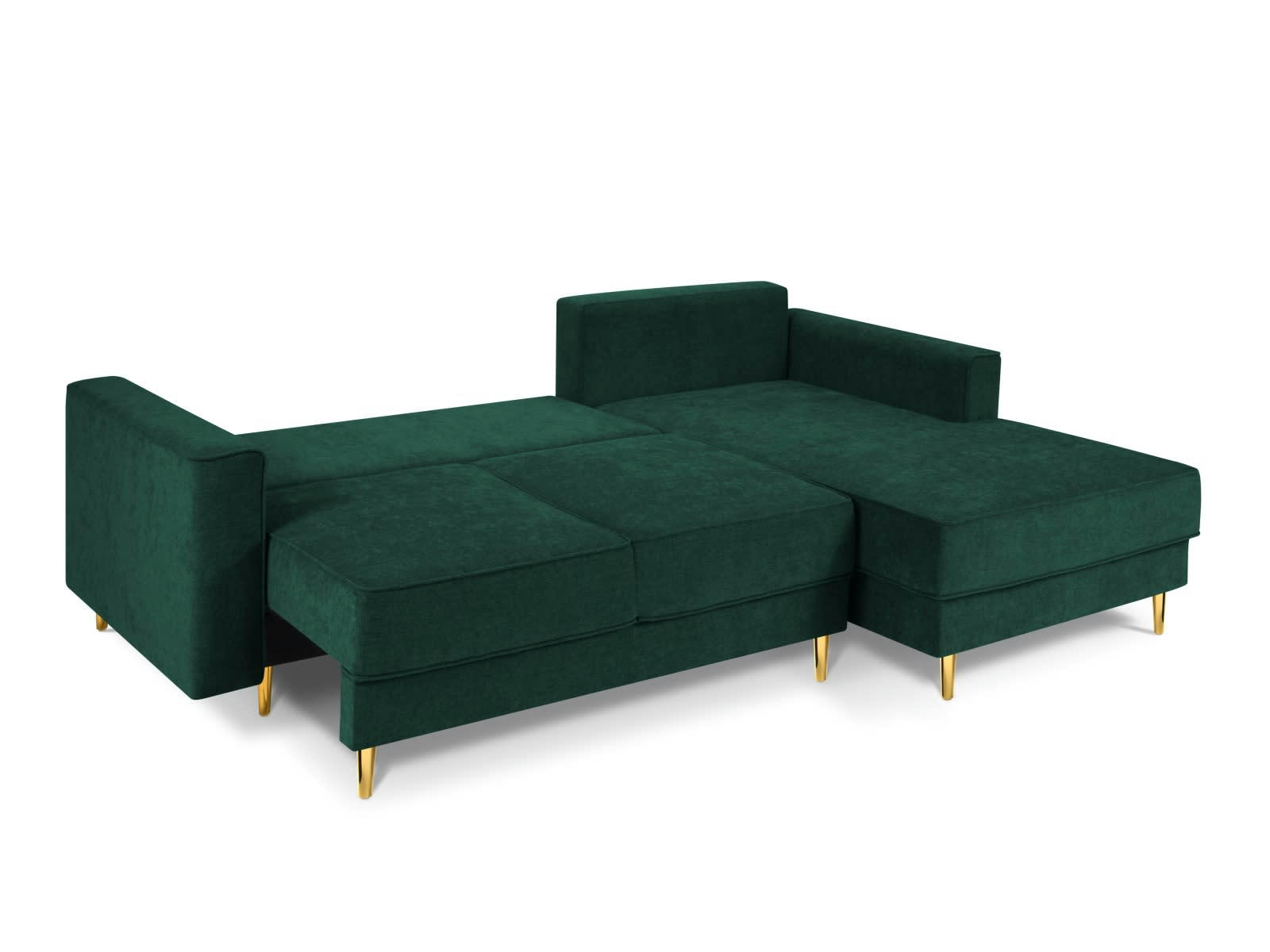 DUNAS - Canapé d'angle 4 places en tissu structuré vert bouteille