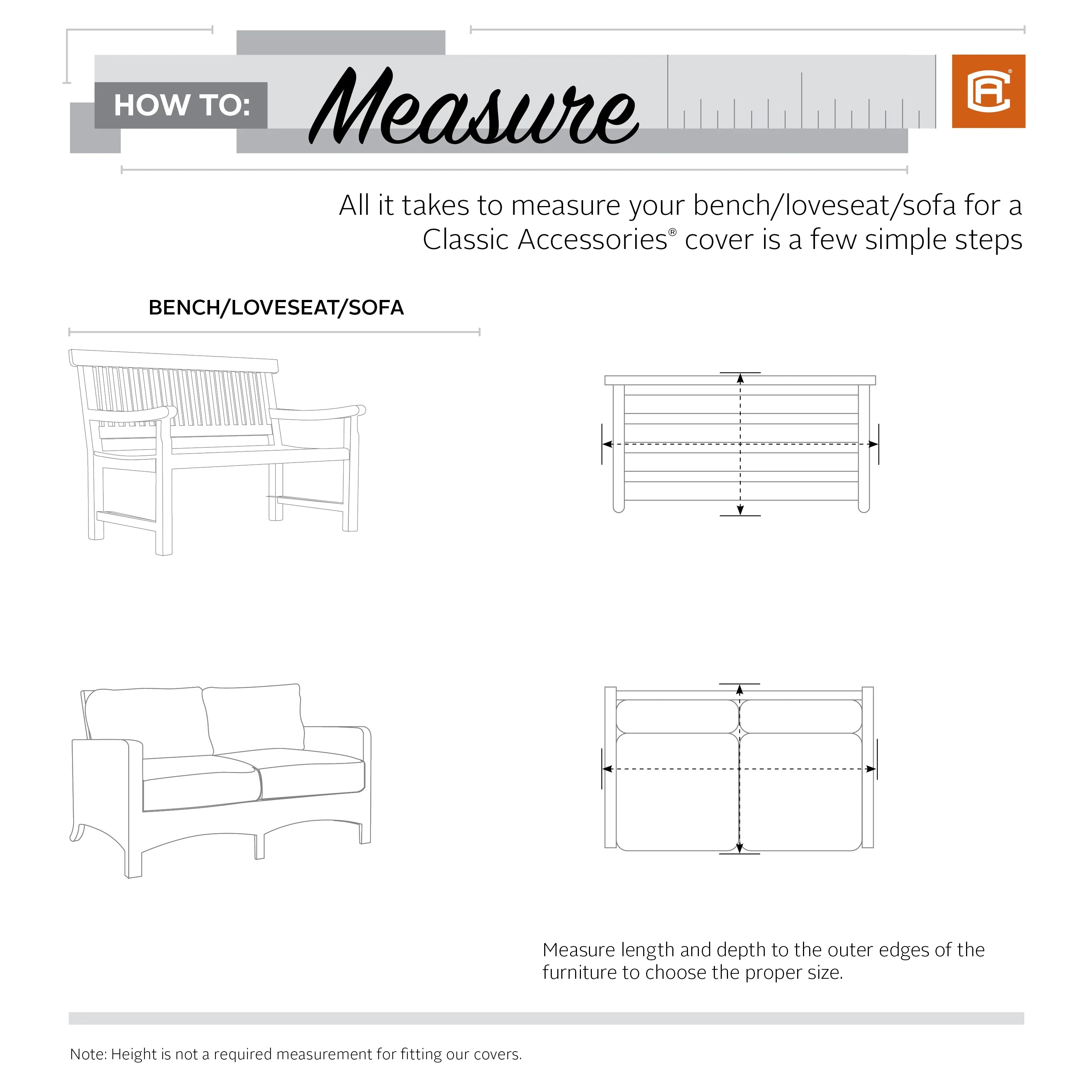 Classic Accessories Veranda Water-Resistant 58 Inch Deep Seated Patio Sofa/Loveseat Cover