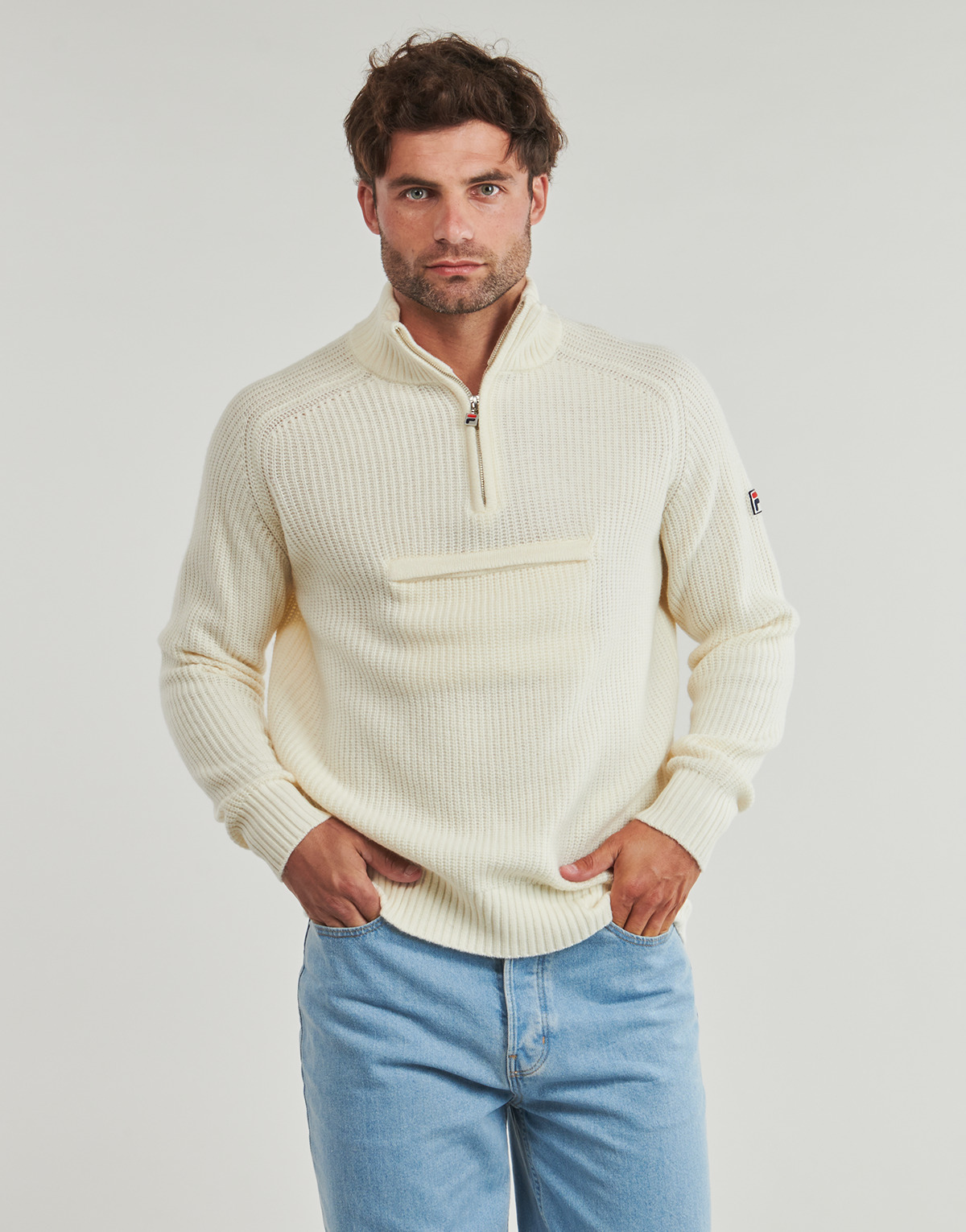 Fila - GIOVANNI RELAXED HALF-ZIP KNIT SAILING SWEATER - Ecru