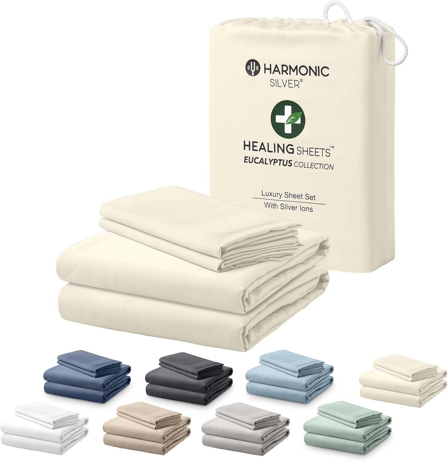 Eucalyptus Collection King Size Sheet w/Silver Ions | 100% Tencel | Ultra Soft | Cooling for Hot Sleepers | 18 Deep Pocket [Ivory]
