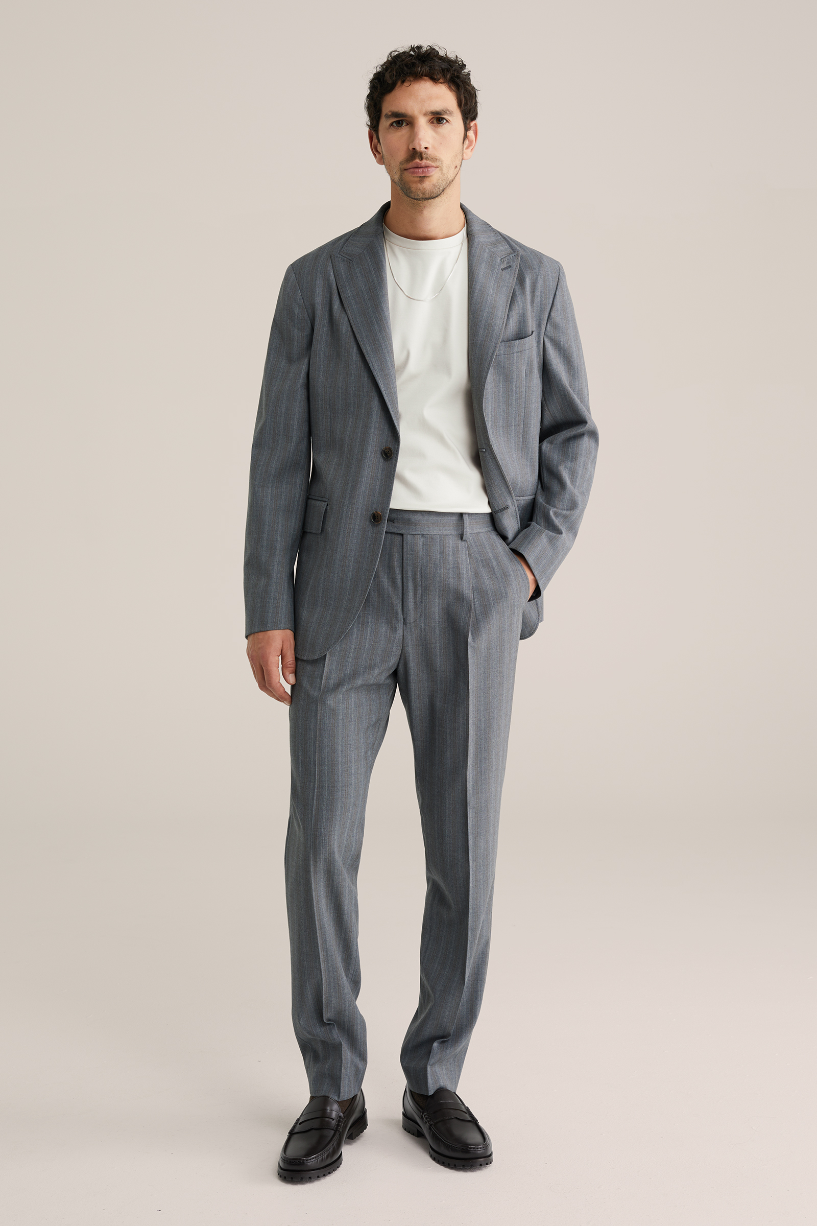 Heren slim fit blazer met streep