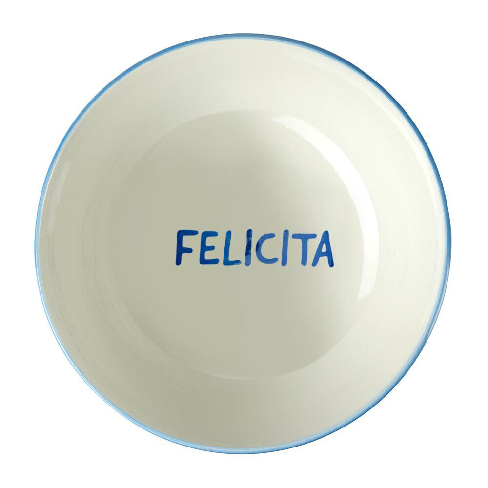 Saladier rond porcelaine 1,6L Felicita rayé blanc et bleu Ø21xH9cm